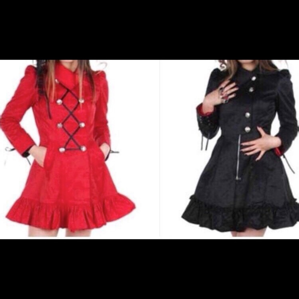 Black Goth kawaii pea coat